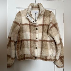 NWT Michael Stars Rose Plaid Sherpa Jacket Extra Small XS